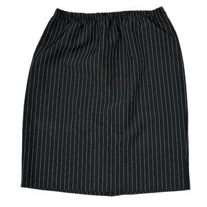 Black w/ White Pinstripe Womens Size 8P 8 P Petite Elastic‎ Waist Skirt Slit